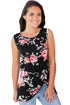 Sexy Knot Front Detail Black Floral Tank Top